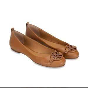 Tory Burch Gabriel Caramel Tan Leather Ballet Flats Size 8M